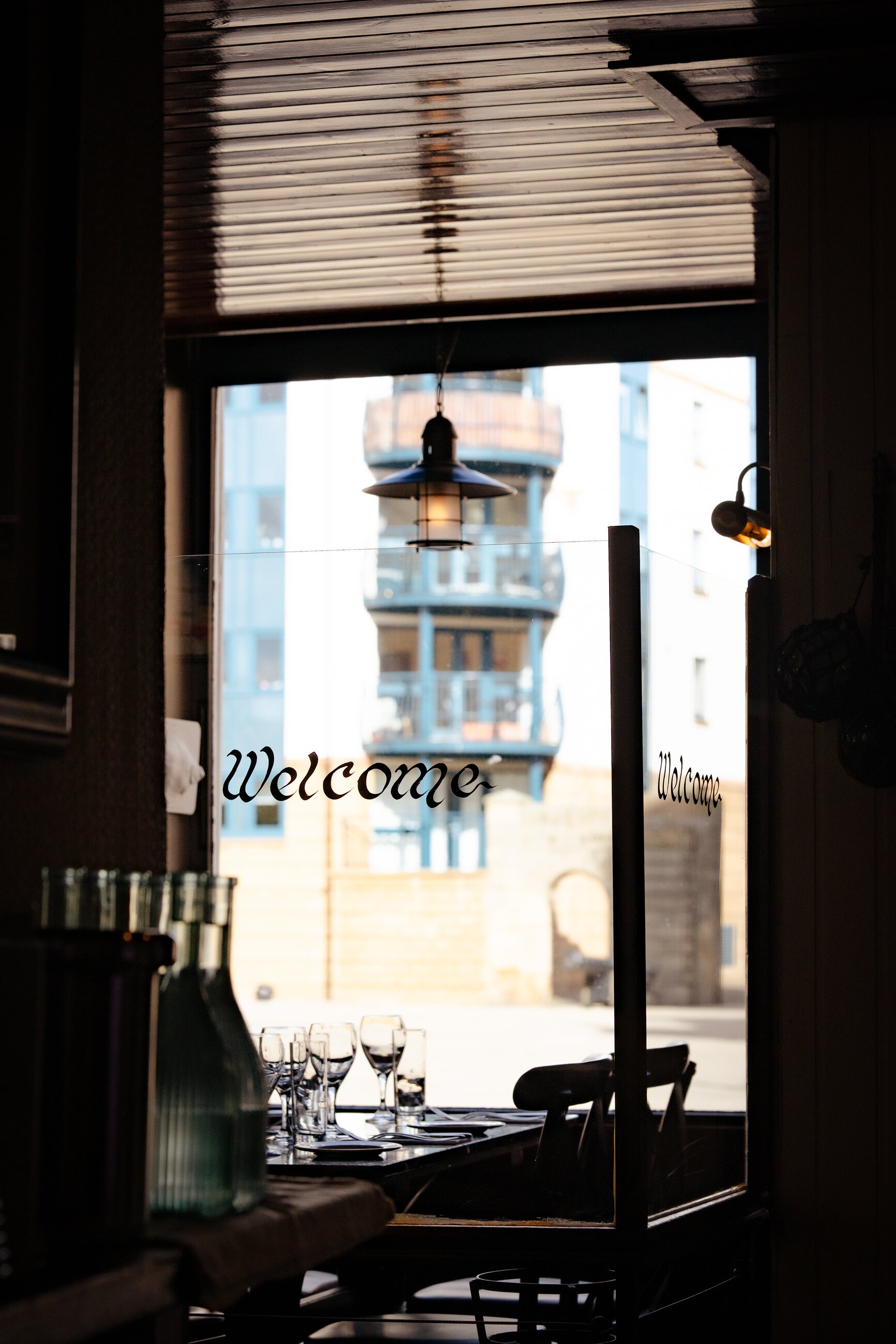 The welcome window at Fishers in Leith